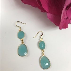 Aqua Chalcedony Drop Earrings